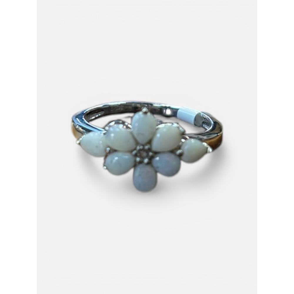Opal & Topaz SS Ring Size 6